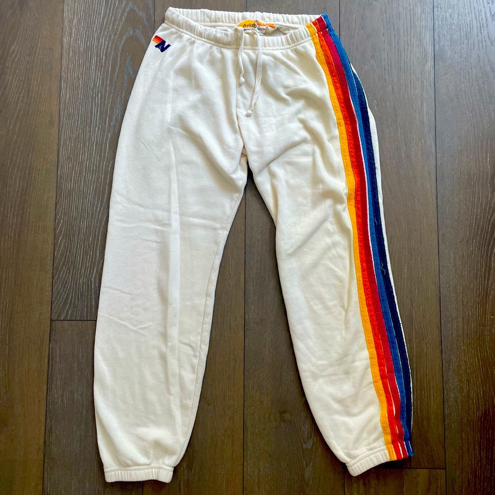 White aviator nation sweatpants